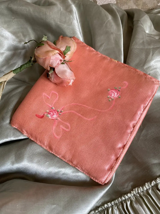 Vintage Pink Silk Hankie Holder