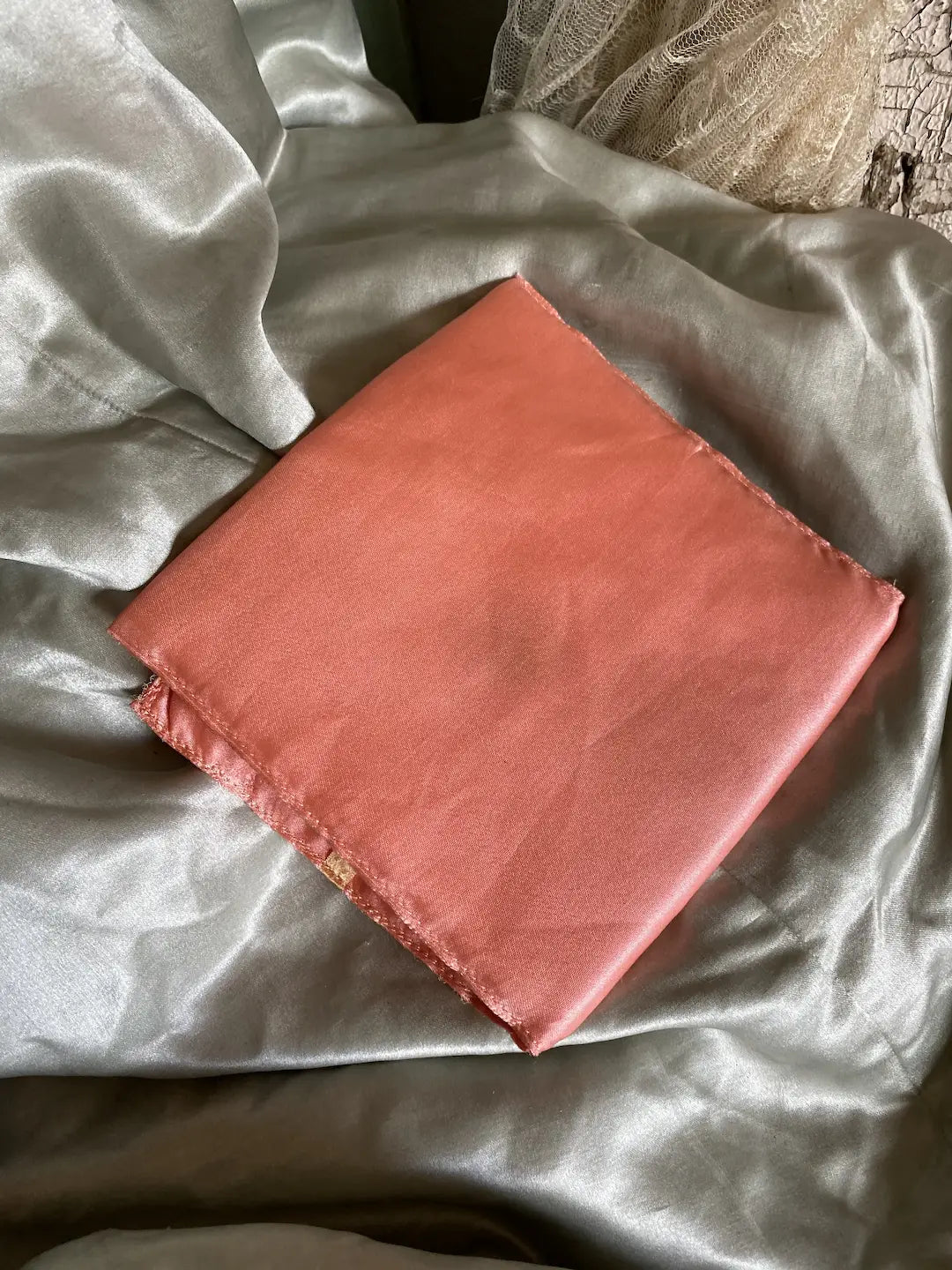 Vintage Pink Silk Hankie Holder