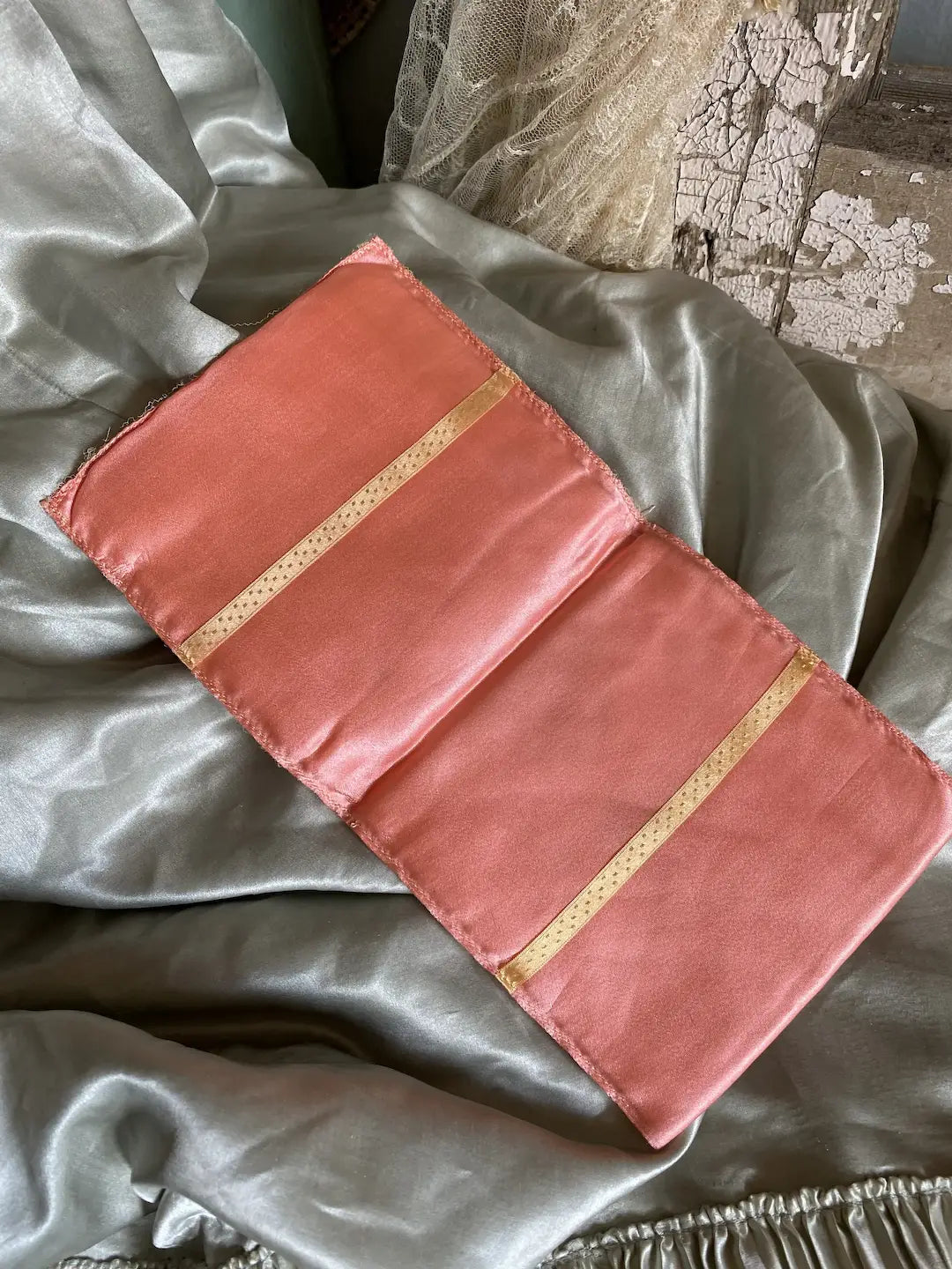 Vintage Pink Silk Hankie Holder