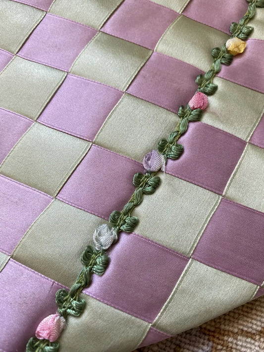 Vintage Lavender Ribbonwork Hankie Delicates Holder