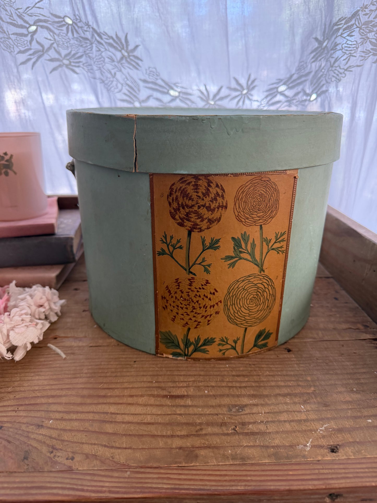Antique Timeworn Blue Hatbox Ribbon