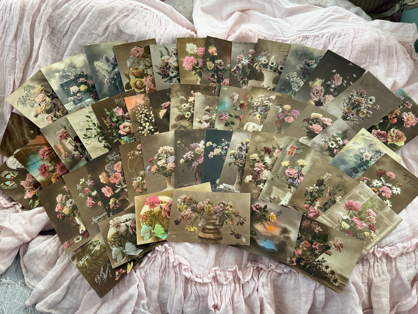 Antique Collection French Postcards Beautiful Floral Flowers