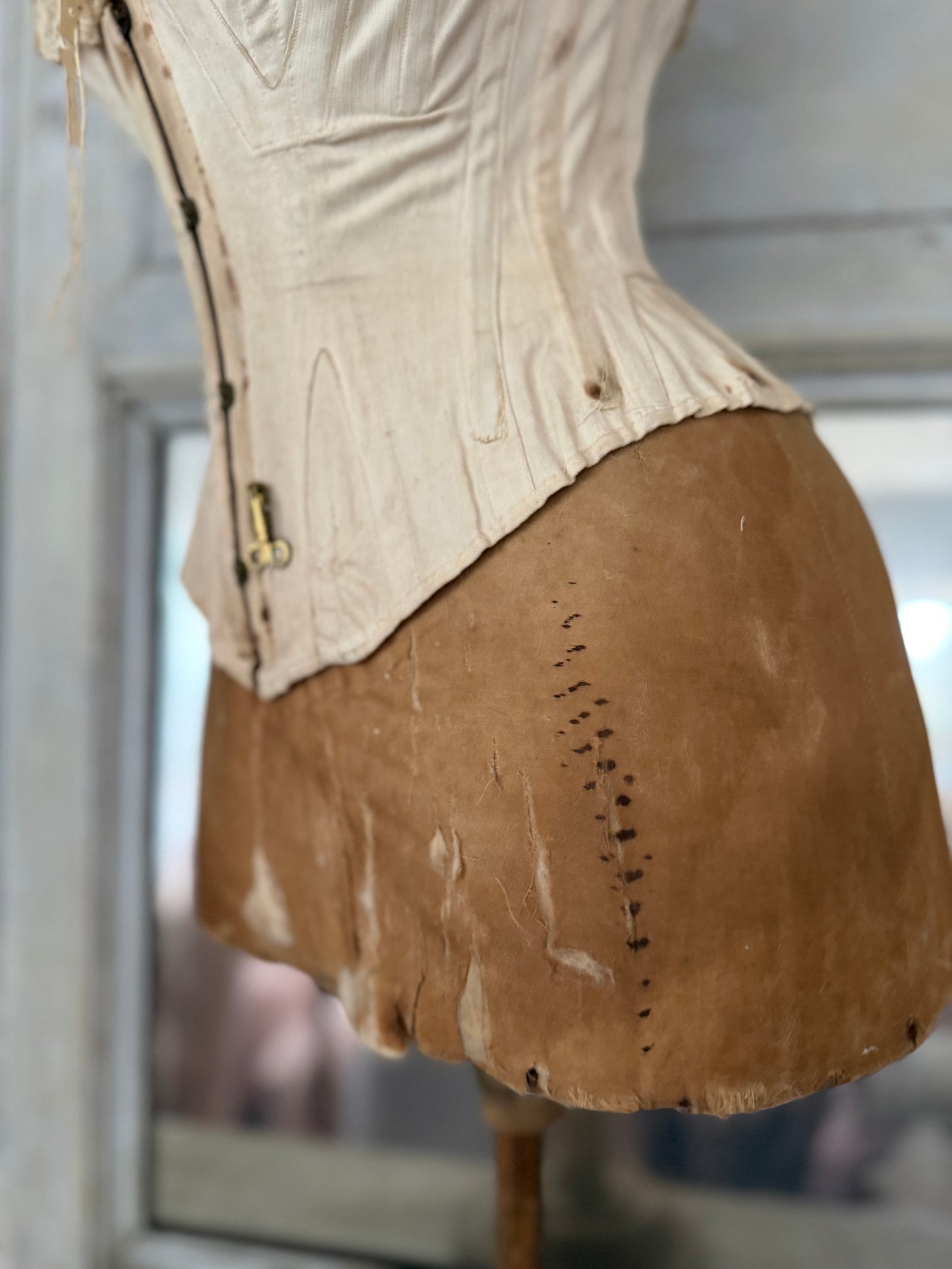 Antique Tabletop Wasp Waist Corset Mannequin