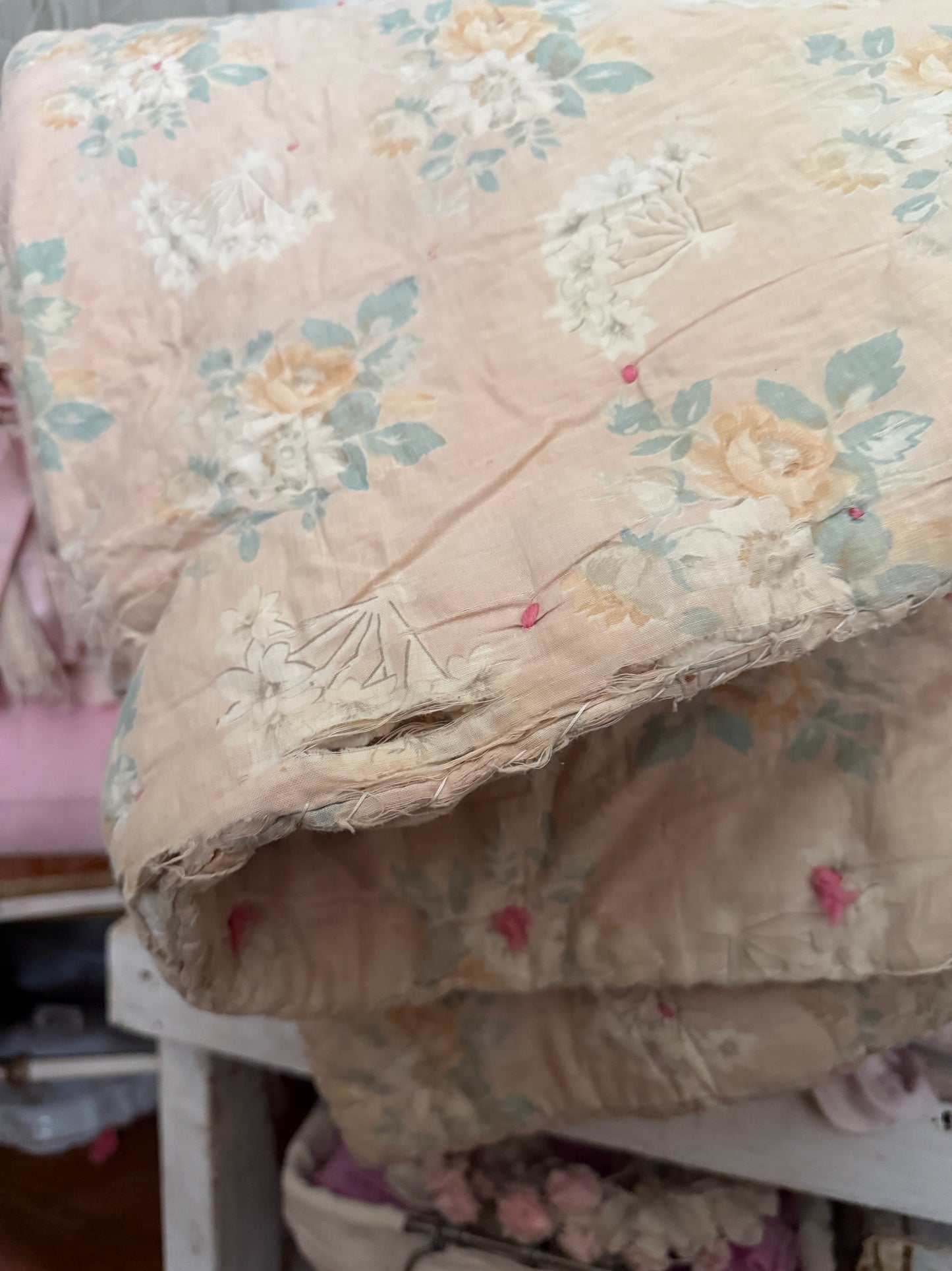 Antique Shabby French Boutis Quilt