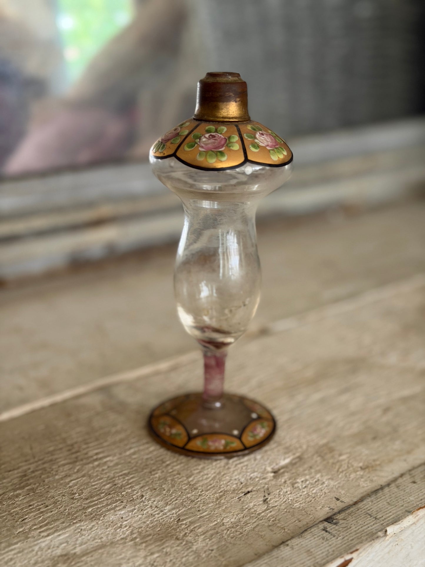 Antique Glass Hand Painted Perfume Bottle