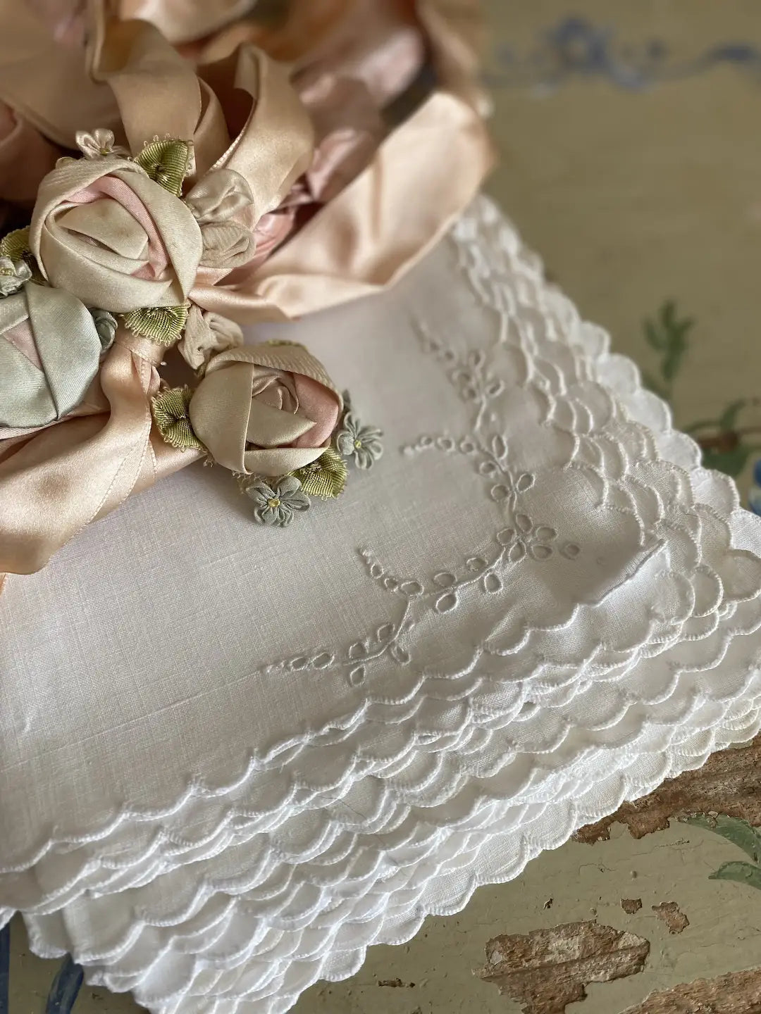 Collection 12pc Antique White Embroidered Napkins