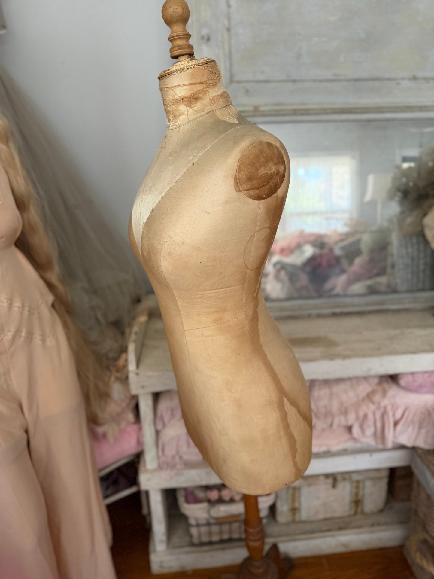 Antique French Stockman Mannequin Silk Collar
