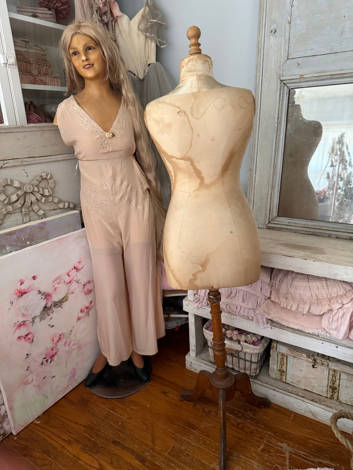 Antique French Stockman Mannequin Silk Collar