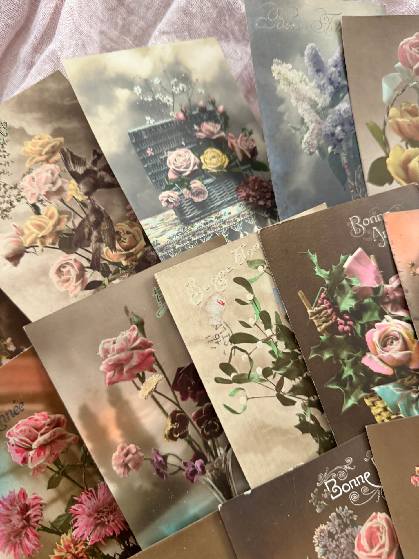 Antique Collection French Postcards Beautiful Floral Flowers