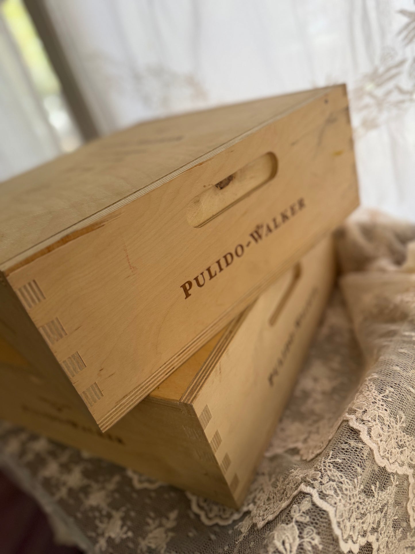 Vintage Pulido Walker Wooden Wine Crate Box