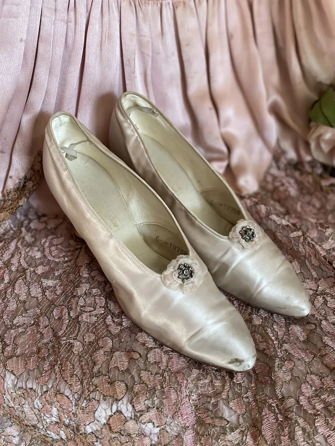 Antique Shoes Museum Deaccession Pink Silk