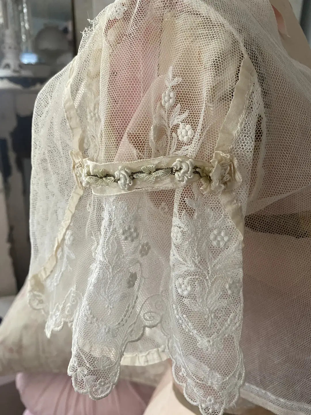 Antique White Lace Summer Bodice Ribbonwork