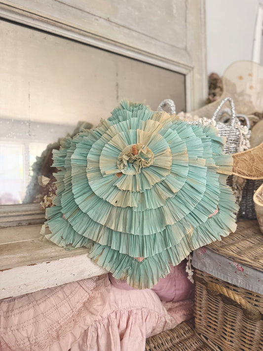 Antique Blue Pink Crepe Paper Parasol