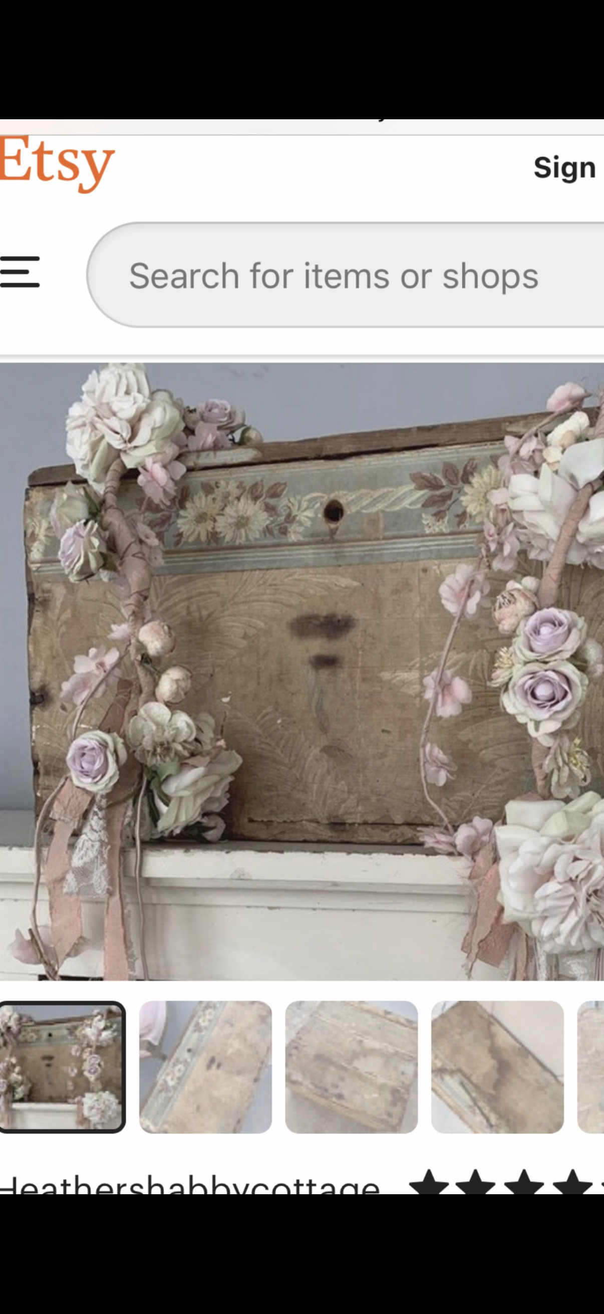 RARE RASSC Rachel Ashwell Shabby Chic Antique Wood Wallpaper Crate Chest Box