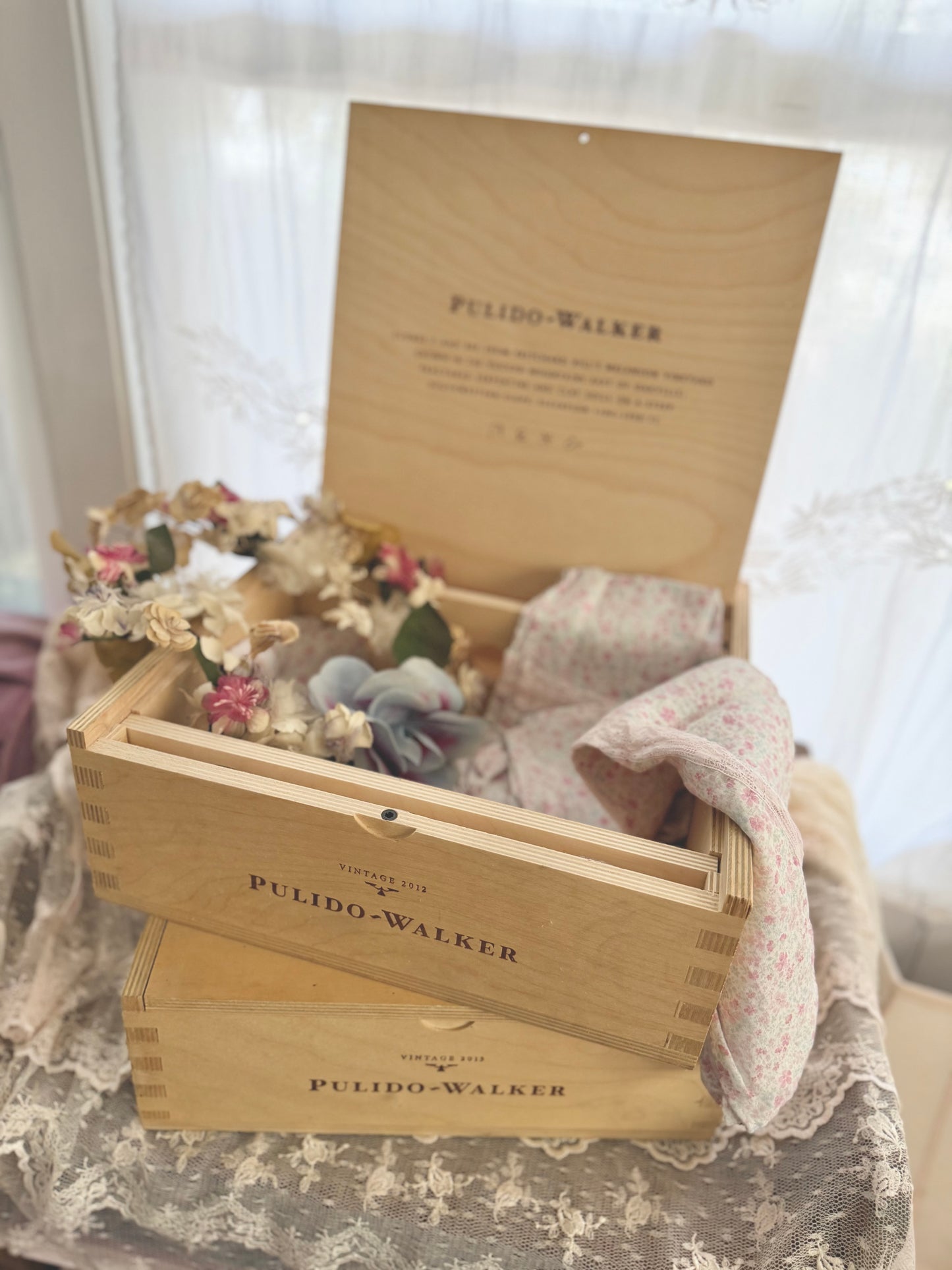 Vintage Pulido Walker Wooden Wine Crate Box