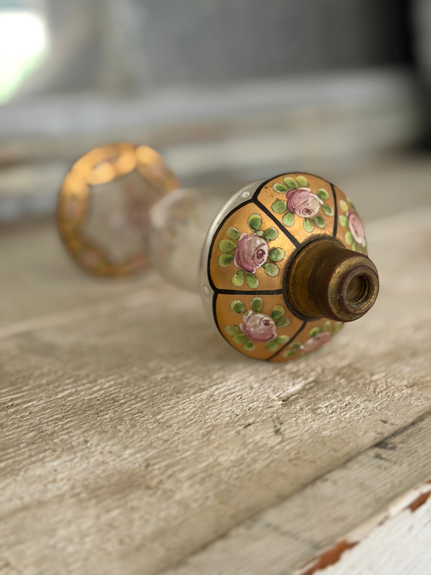 Antique Glass Hand Painted Perfume Bottle