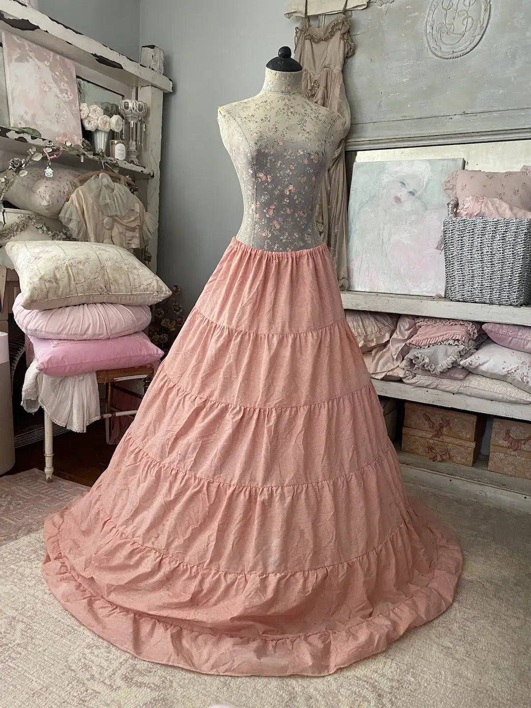 Vintage Pink Crinoline Hoop Skirt