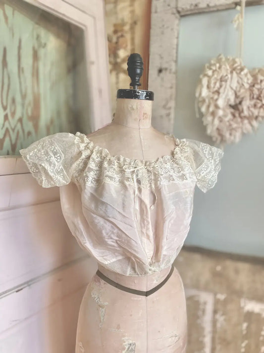 Antique Pink Silk and Lace Camisole Corset Cover