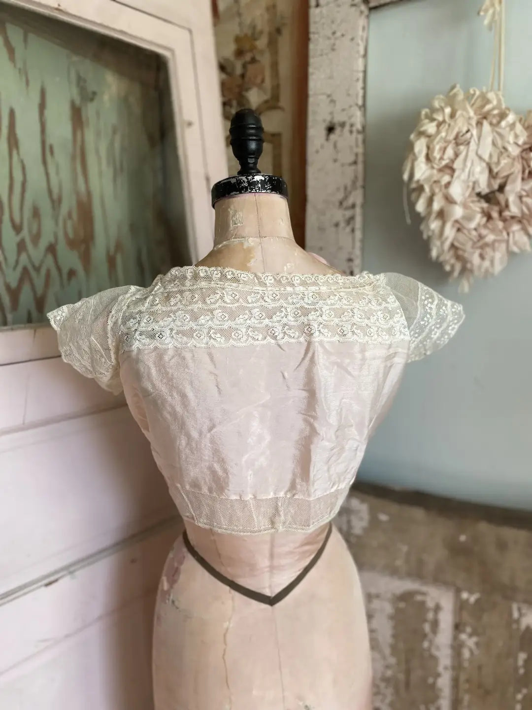 Antique Pink Silk and Lace Camisole Corset Cover