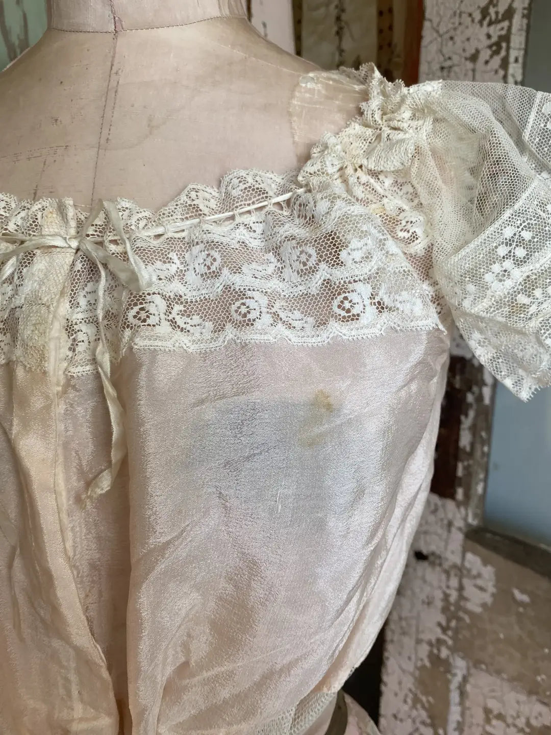 Antique Pink Silk and Lace Camisole Corset Cover