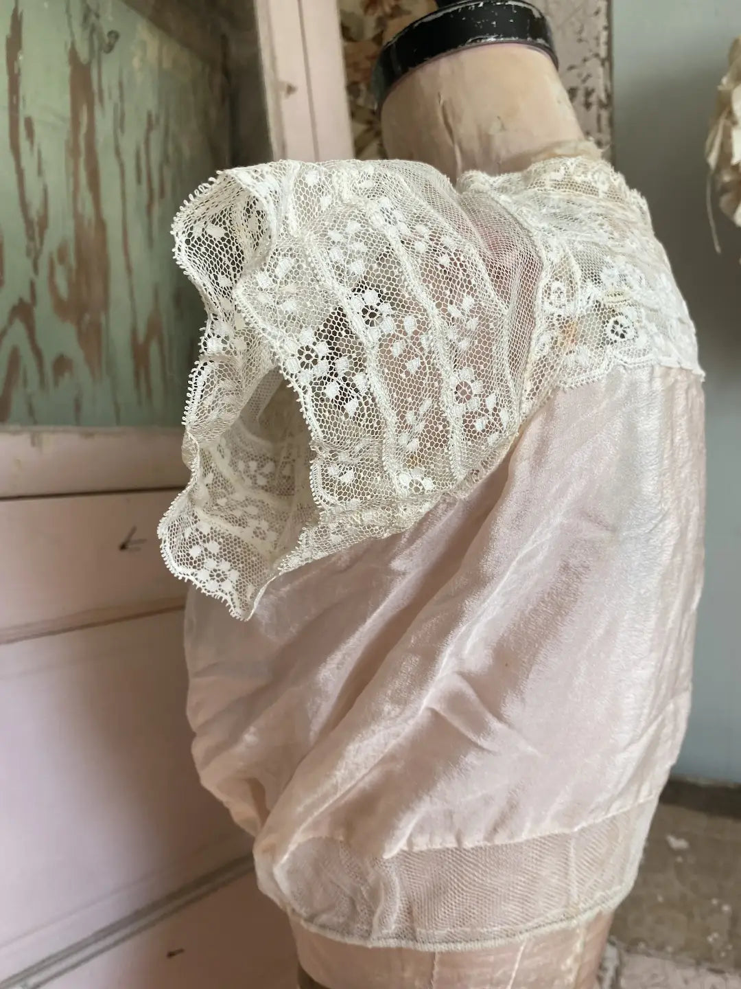 Antique Pink Silk and Lace Camisole Corset Cover