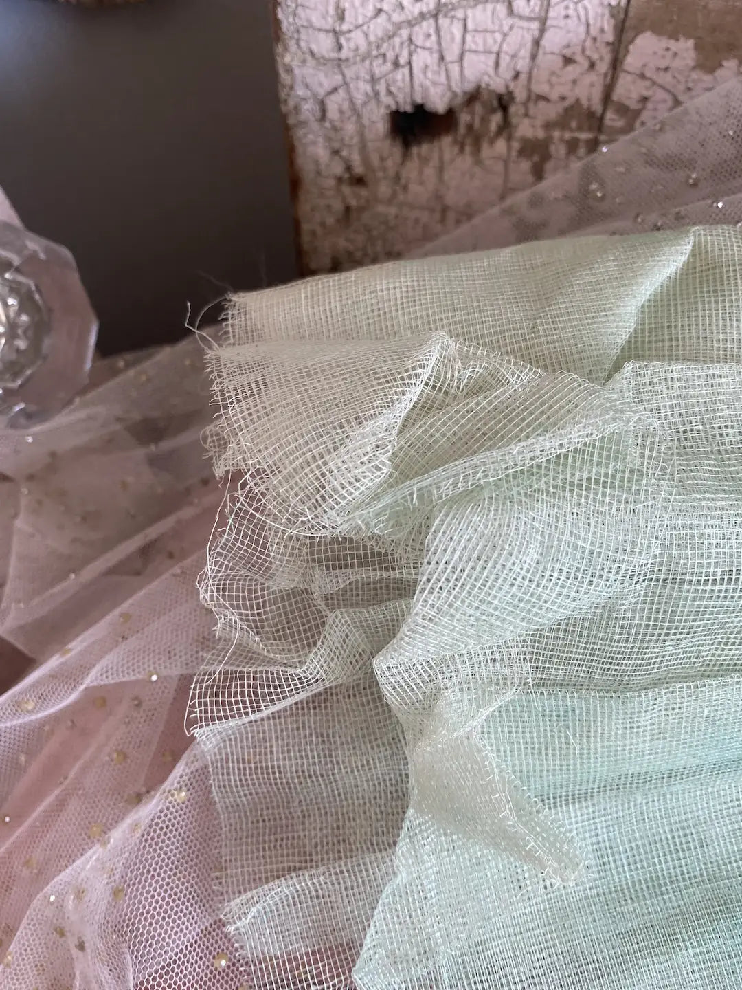 Antique Tarlatan Gauze Lace Mint Green Tutu Costume Fabric