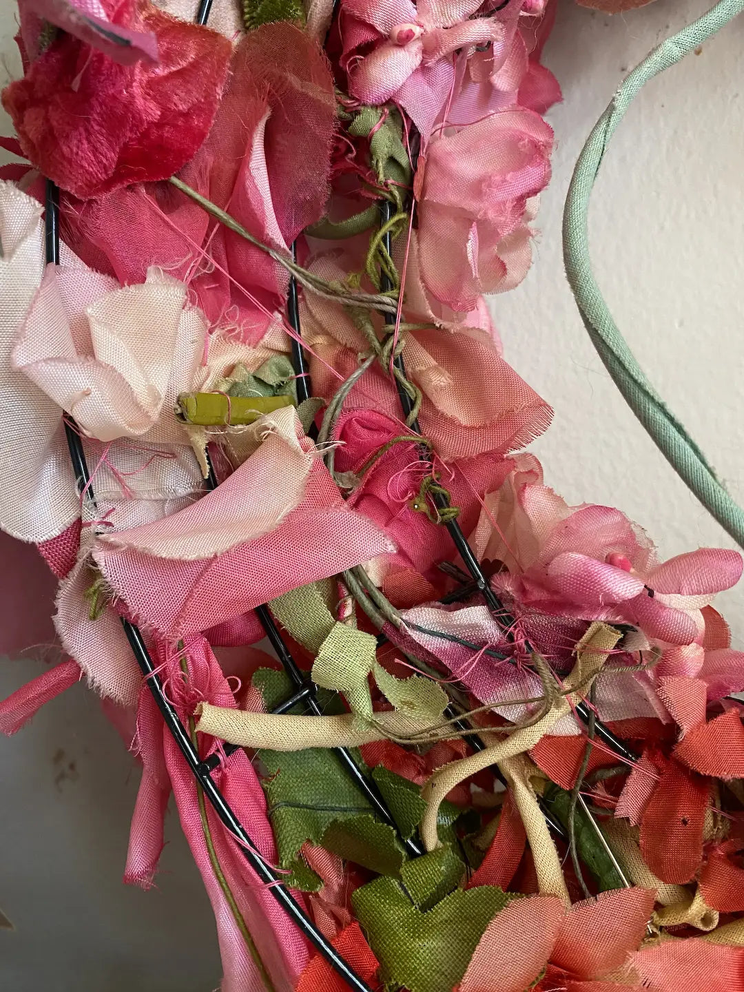 Millinery Wreath Antique & Vintage Flowers Pink Magenta
