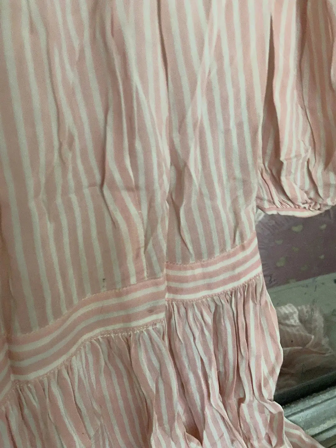 Vintage Dress Pink White Stripes