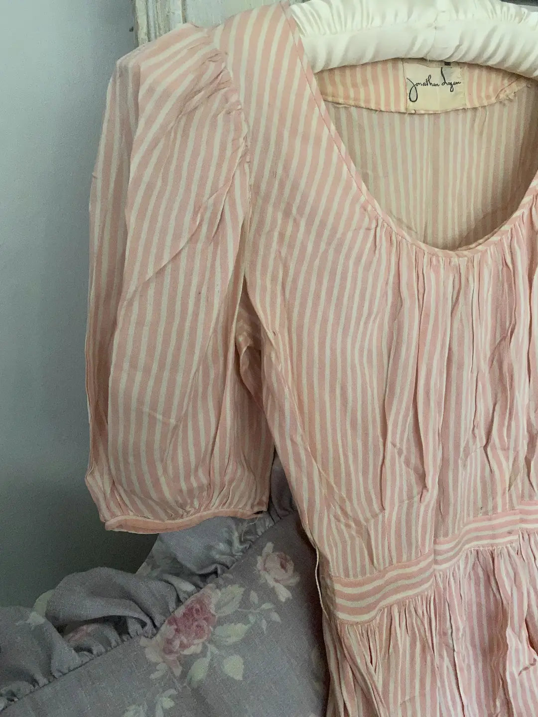 Vintage Dress Pink White Stripes