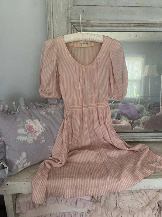 Vintage Dress Pink White Stripes