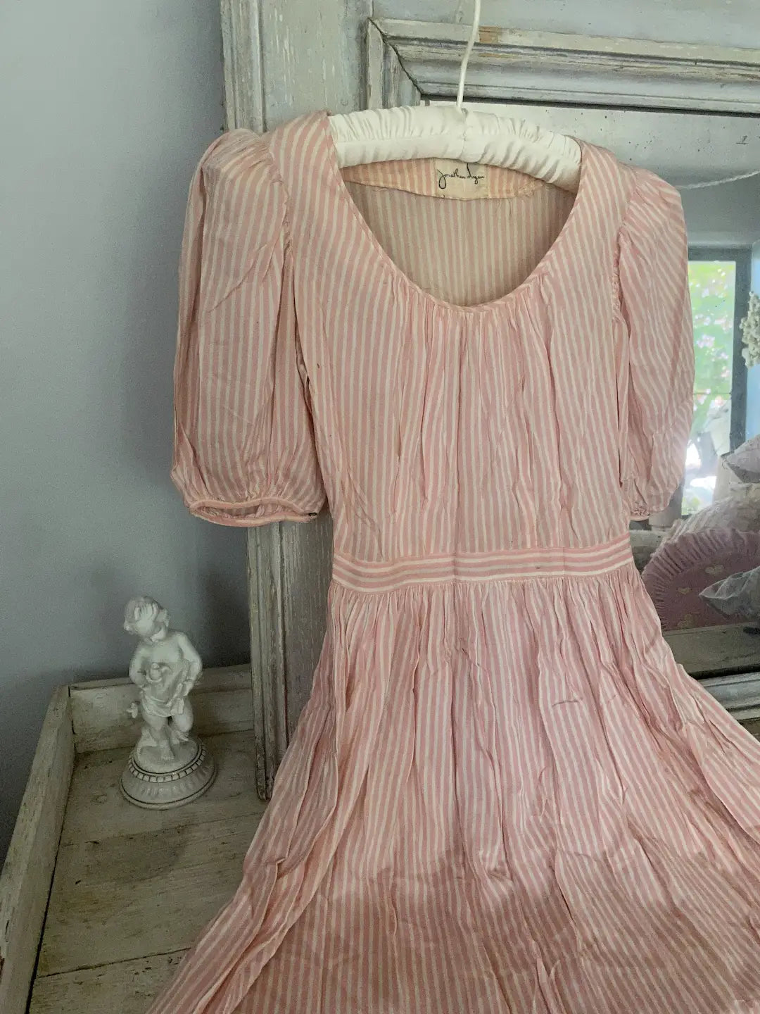 Vintage Dress Pink White Stripes