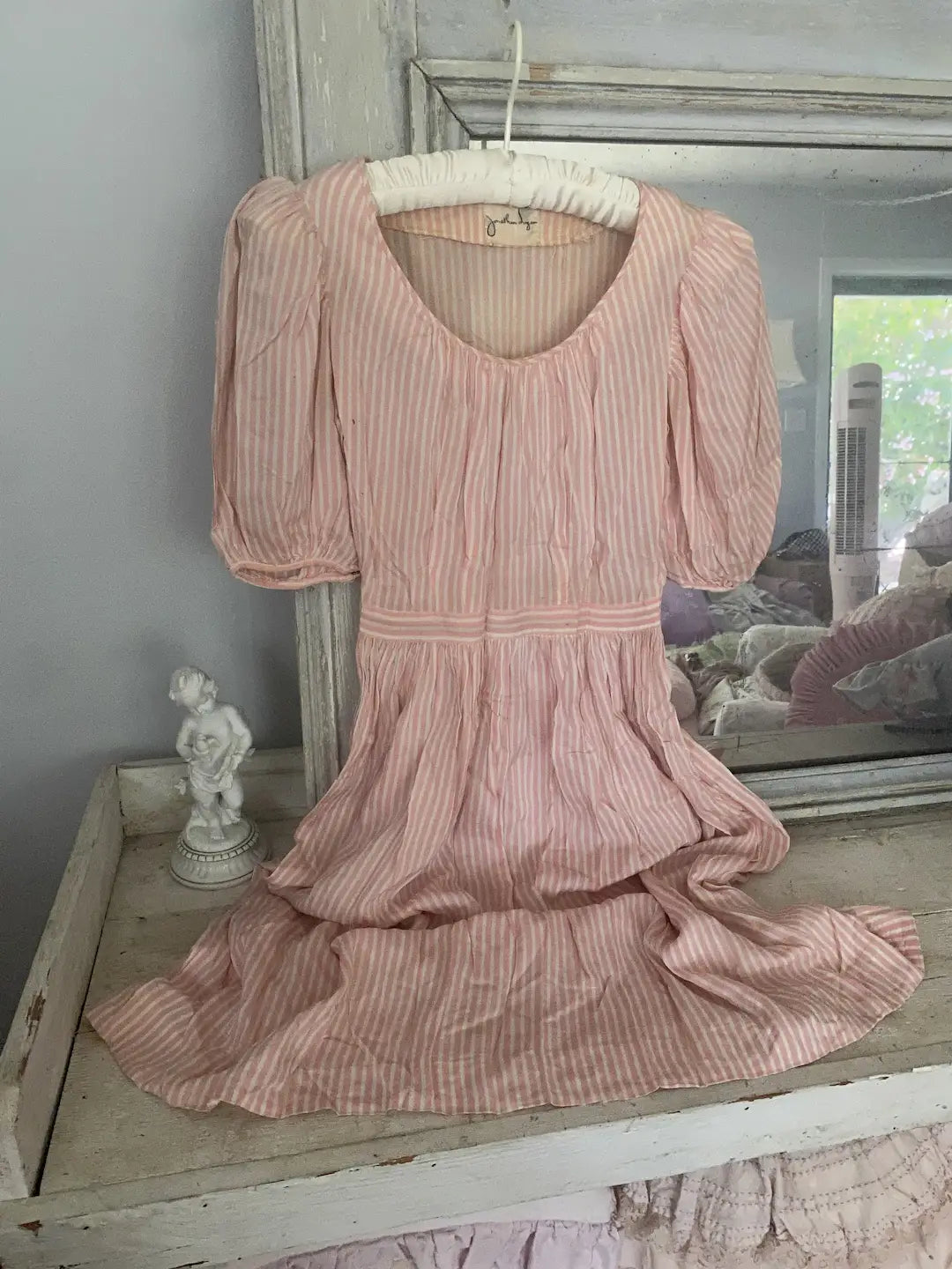 Vintage Dress Pink White Stripes
