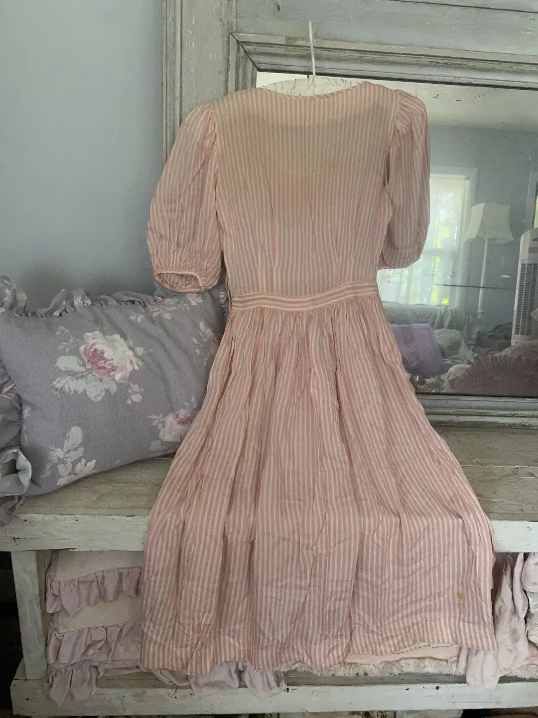 Vintage Dress Pink White Stripes