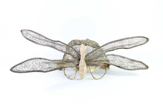 Antique 1920's Gold Lame Lace Dragonfly Headdress