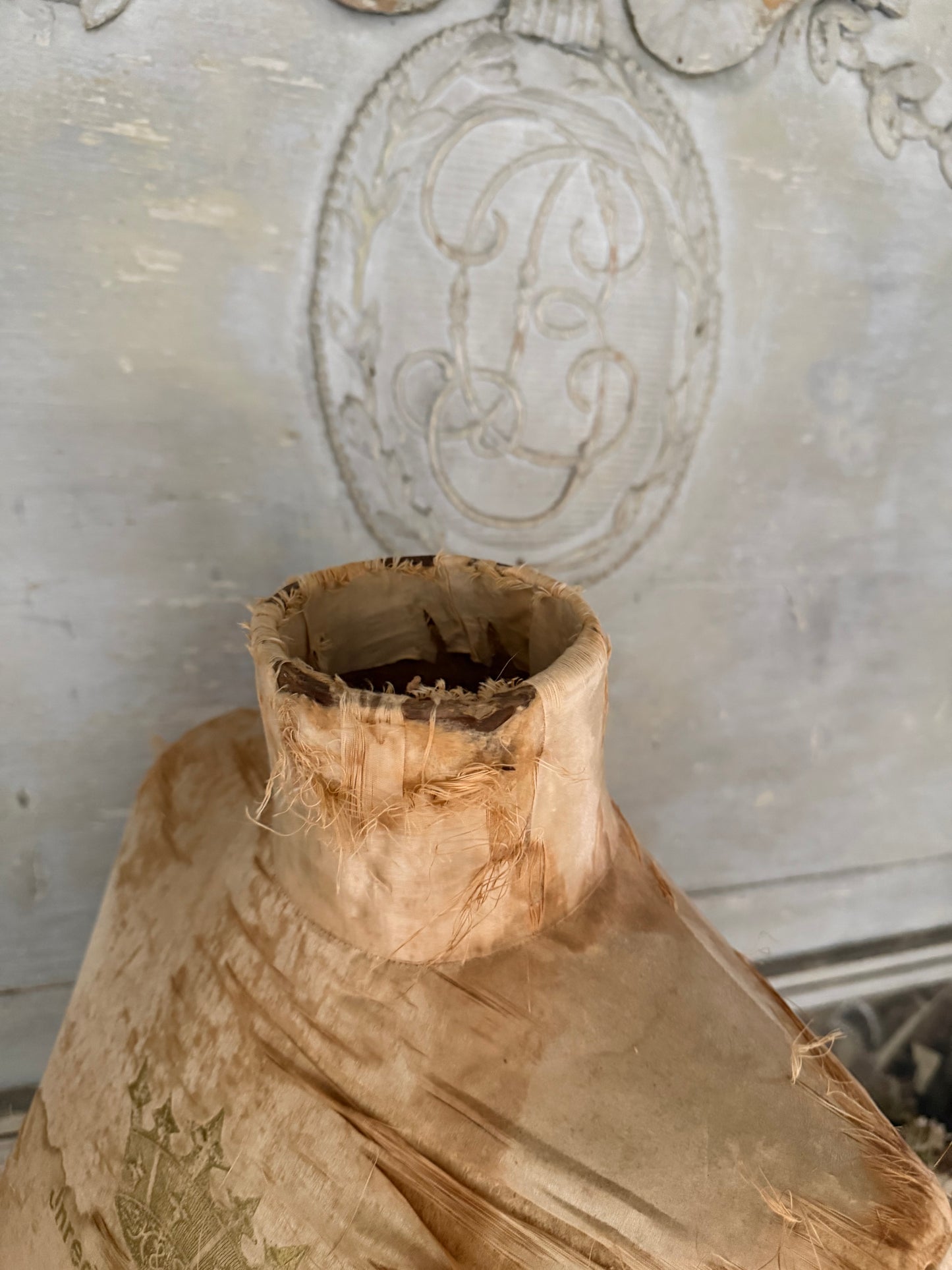 Antique Tabletop Mannequin Silk Crown Corset