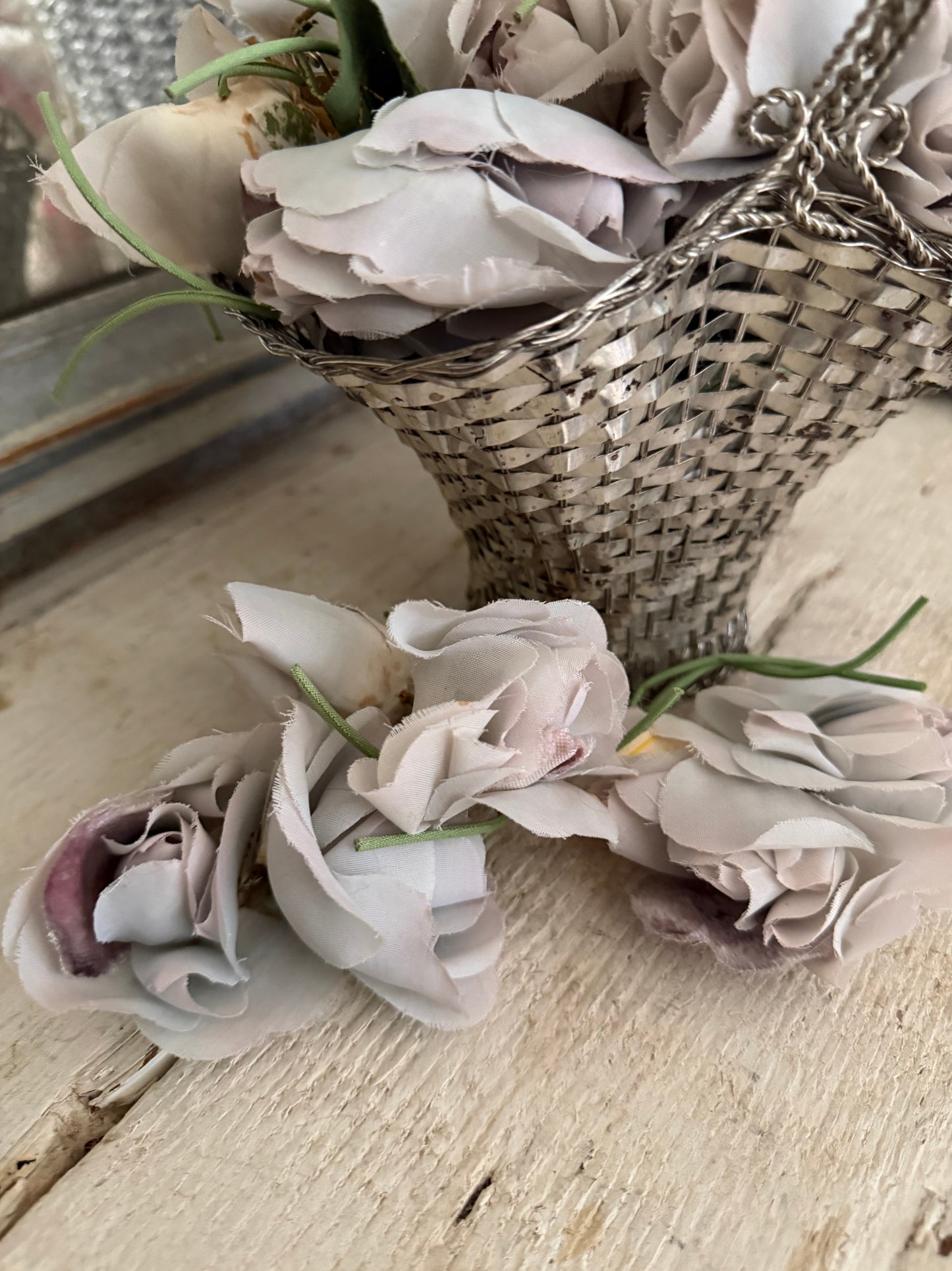 Vintage French Silver Woven Basket