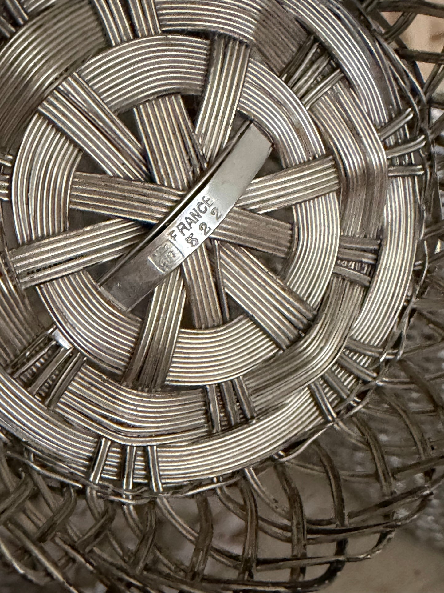 Vintage French Silver Woven Basket