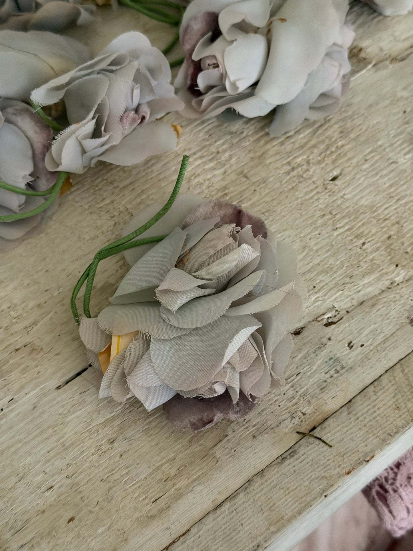 Collection Antique Vintage Millinery Flowers Dusty Blue