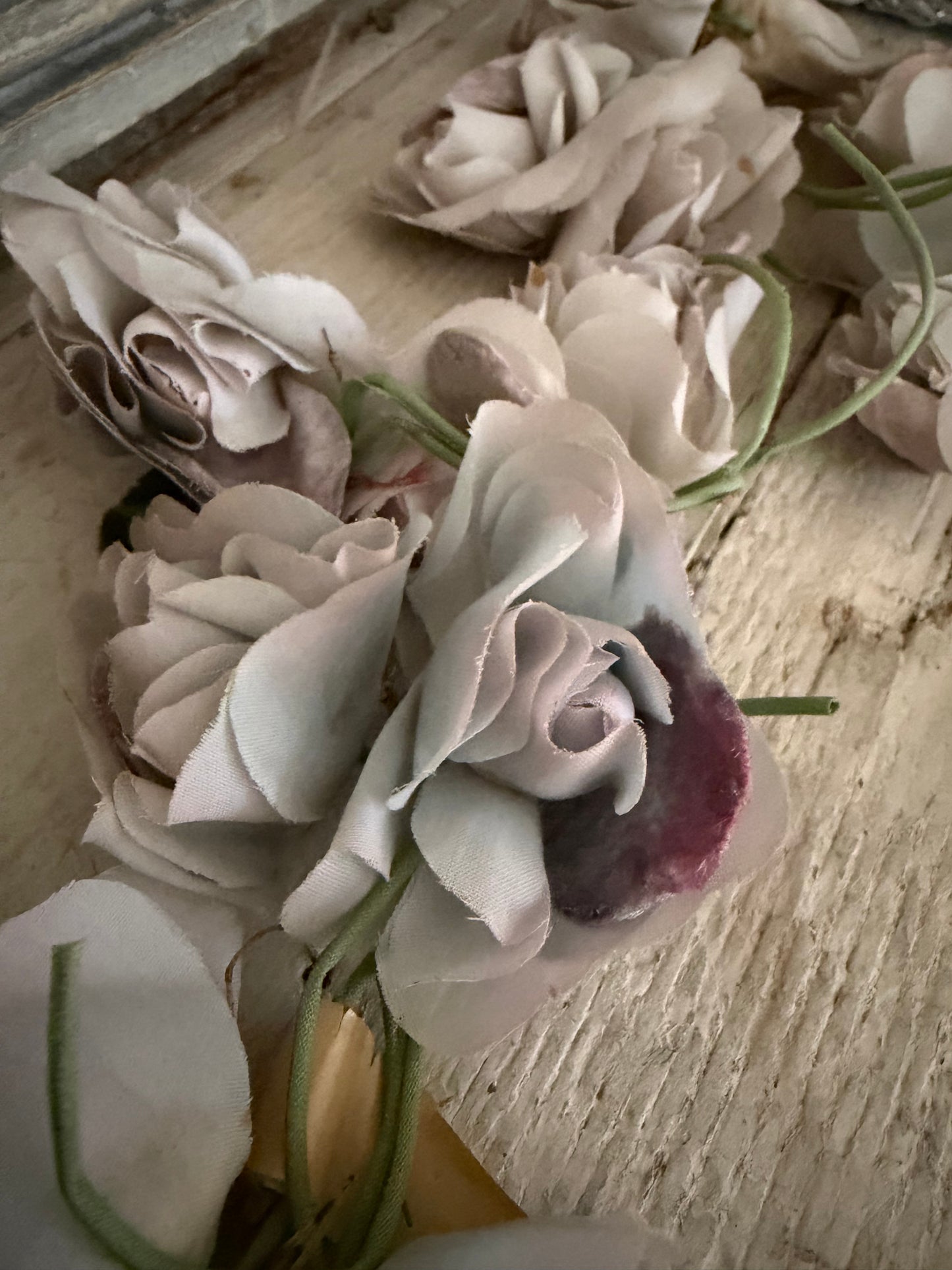 Collection Antique Vintage Millinery Flowers Dusty Blue