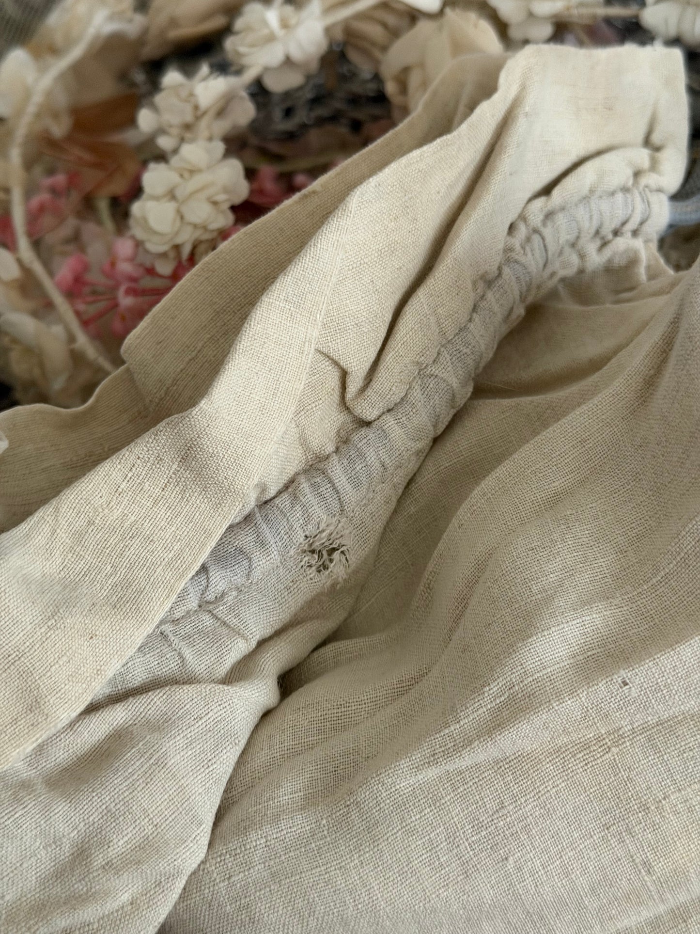 Antique Linens Drawstring Bag