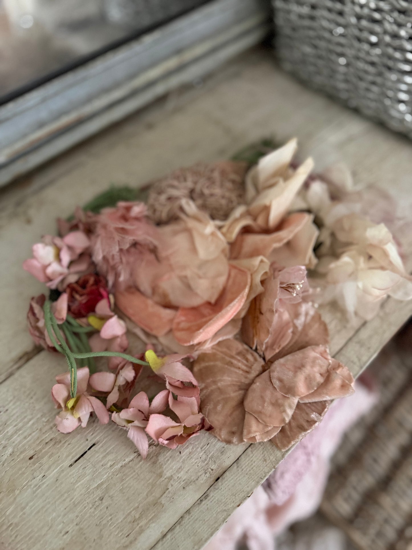 Collection Antique Vintage Millinery Flowers Pink