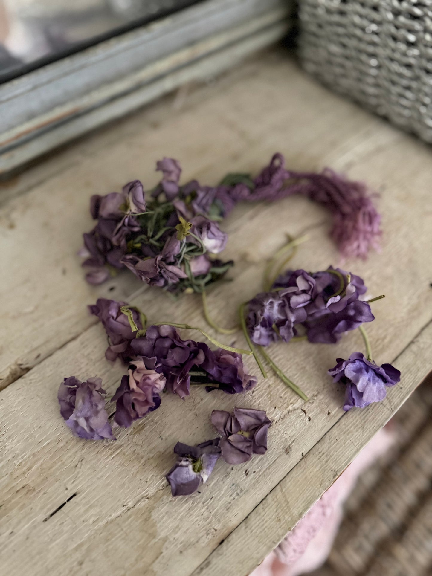 Collection Antique Vintage Millinery Flowers Purple