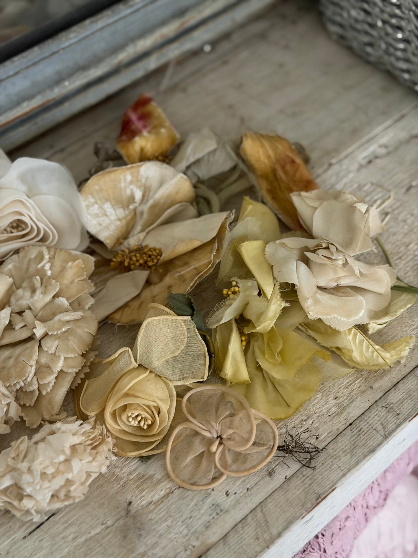 Collection Antique Vintage Millinery Flowers Yellow