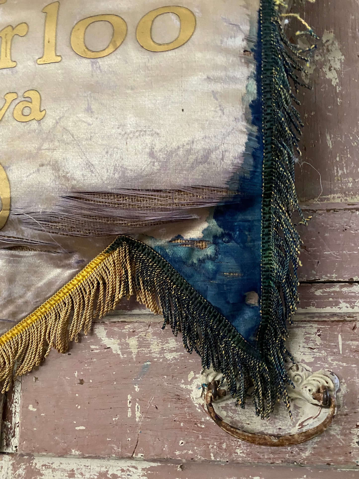 Antique Faded Lavender Silk Banner 1935