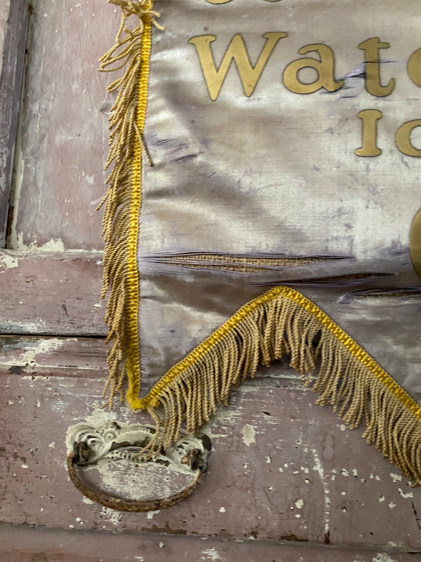 Antique Faded Lavender Silk Banner 1935
