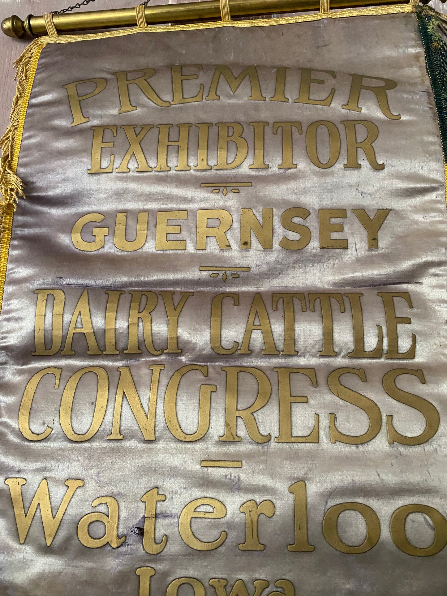 Antique Faded Lavender Silk Banner 1935