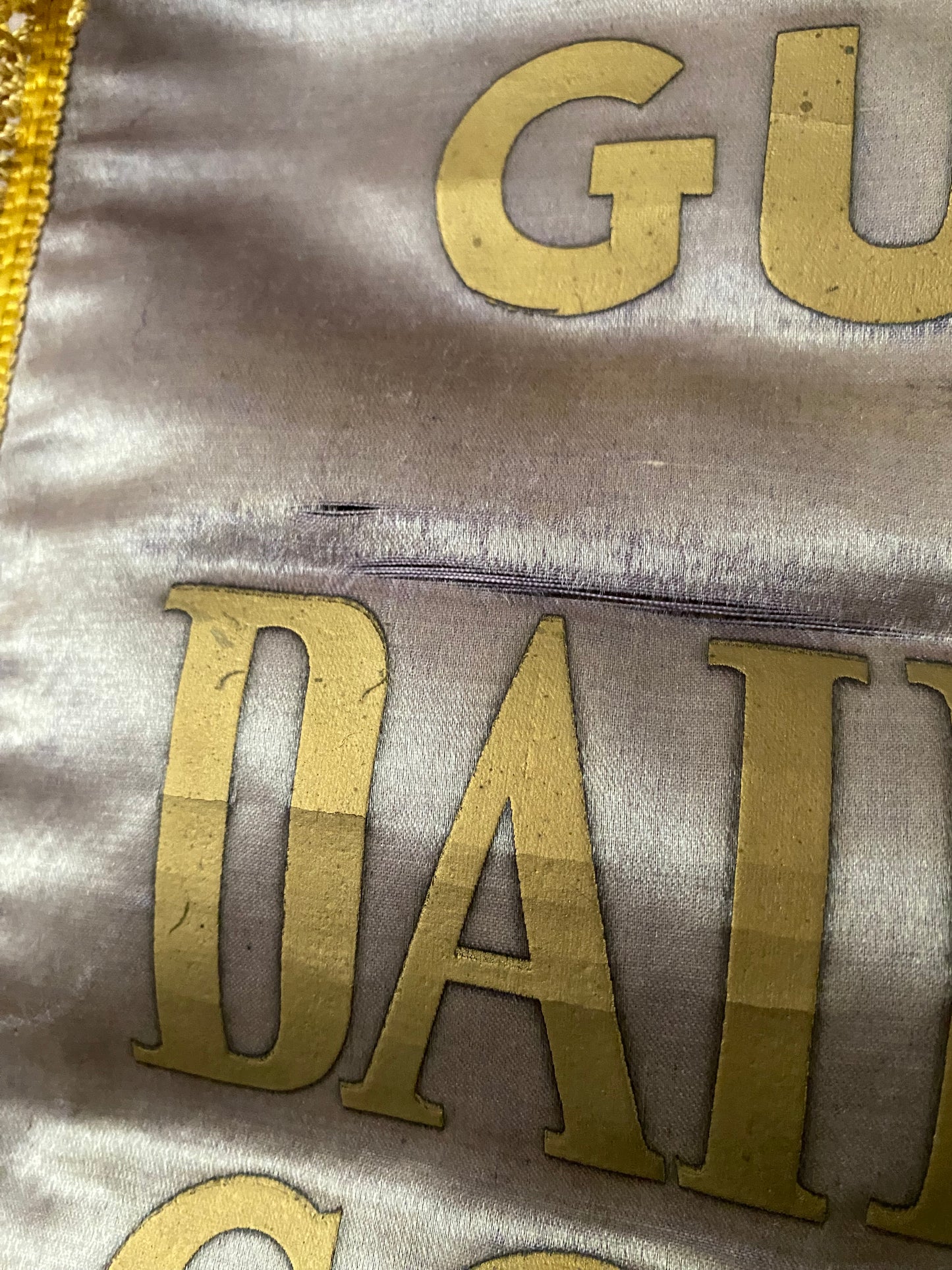 Antique Faded Lavender Silk Banner 1935