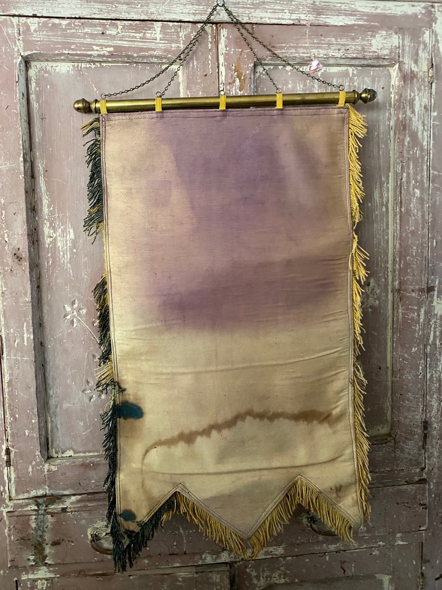 Antique Faded Lavender Silk Banner 1935