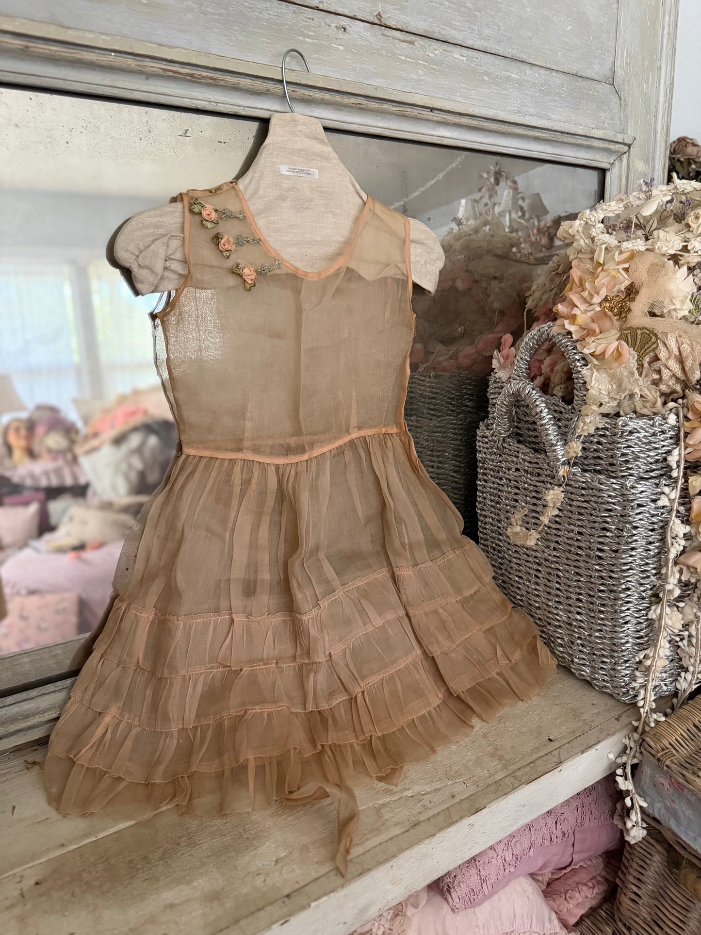 Antique Pink Ribbonwork Dress