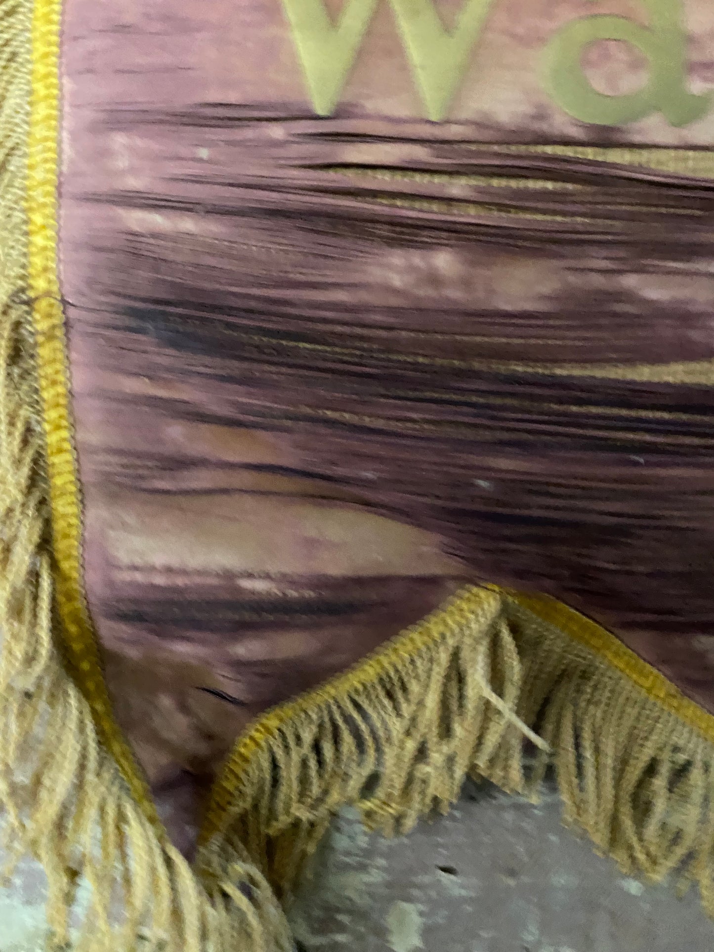 Antique Faded Maroon Dusty Purple Silk Banner 1936